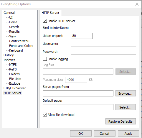 Everything, find files instantly in your PC, network and http server